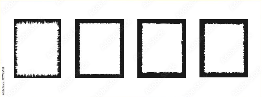Aufkleber set of rectangular black boxes. vector black frames isolated on transparent background. set of inked