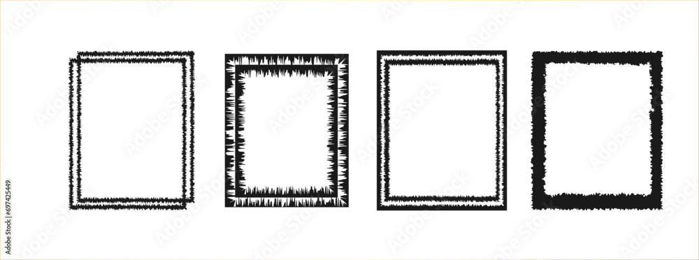 Poster set of rectangular black boxes. vector black frames isolated on transparent background. set of inked
