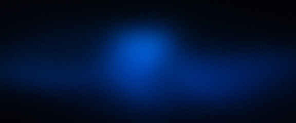 Obraz premium Dark blue azure ultra wide banner. Gradient background pattern with noise effect. Grainy wallpaper, texture, blurred, abstract. Template with digital noise. Nostalgia, vintage style of the 80s, 90s