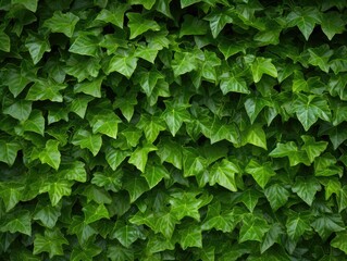 Lush Green Wall of Hedera Helix or Creeper Foliage, Ivy Carpet, Beautiful Natural Background, Leaf Pattern