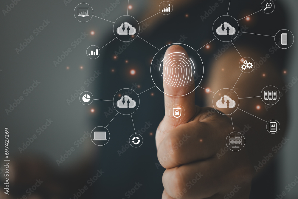 Poster digital transformation change management, cyber security, internet of things. new technology big dat
