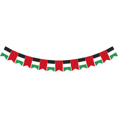 Illustration of the flag of Palestine waving in the wind on a white background
