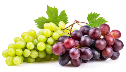 Gr&uuml;ne und rote Weintrauben isoliert auf wei&szlig;em Hintergrund, Freisteller