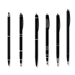 Simple Pen Icon Set Isolated, Black Pen Icons Collection for Web, Business, Advertising, Design, AI