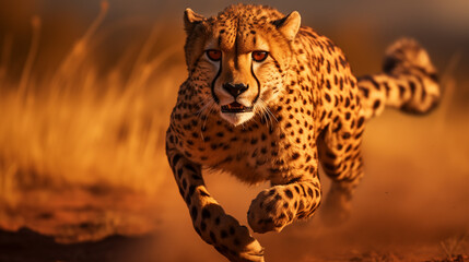 Swift cheetah sprinting across the savannah 