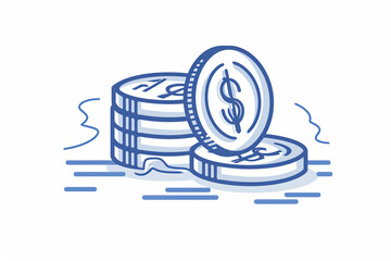 Money change line icon, featuring a continuous one-line design with a subtle curl - obrazy, fototapety, plakaty