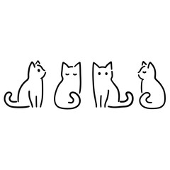 cats line art hand drawn illustration design