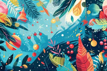 Vector illustrations suitable for business Christmas and New Year cards, designed for social media banners, backgrounds, greeting cards, party invitations, posters, website banners