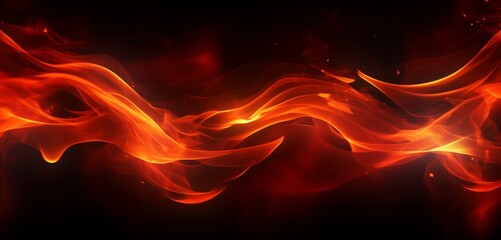 Neon light design with a cascade of fiery red and orange flames on a dynamic 3D background - obrazy, fototapety, plakaty