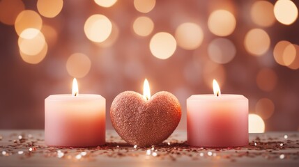 Obraz na płótnie Canvas sweet Valentine candle light with blur bokeh background. 