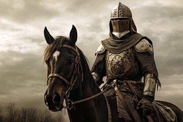 Medieval Warrior Riding a Horse, Warrior Wearing Armor