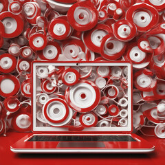 Biało czerwony laptop