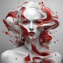 Biało czerwona kobieta - obrazy, fototapety, plakaty