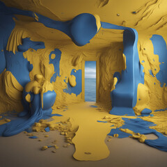 Obrazy na Plexi  Żółto niebieski pokój