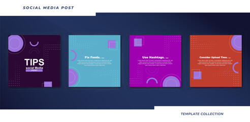 Tips social media tutorial, tips, post banner layout template background design element
