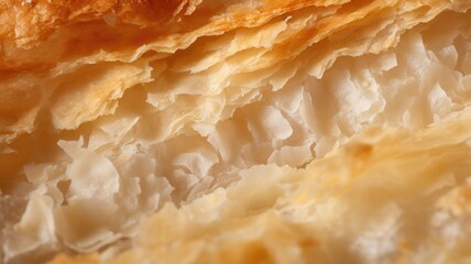 Close-up of flaky croissant texture - Powered by Adobe