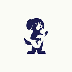dog playing guitar vector