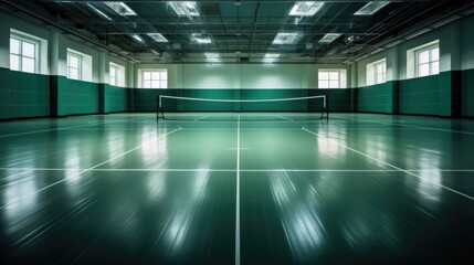 A tennis court with a net in the middle of it. Generative AI.