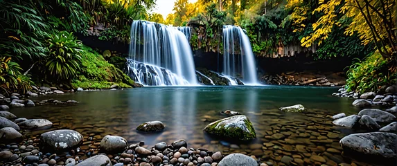 Foto auf Alu-Dibond waterfall in the forest © bmf-foto.de