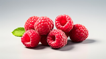 Isolated raspberries on a sophisticated gray background.