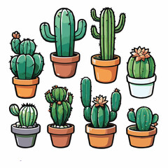 vector of cactus in pot , generative Ai 