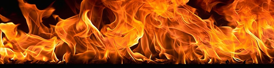 Flames of fire blazing on black background