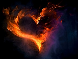 Fototapeta premium Abstract heart shaped object with smoke, generative ai.