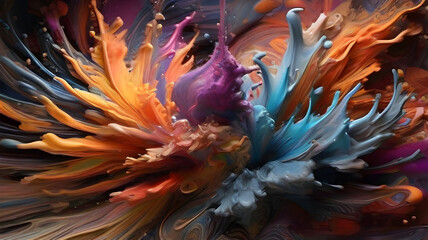 Obraz premium abstract background of colored paint splashes in the form of waves