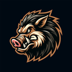 wild boar head mascot logo template
