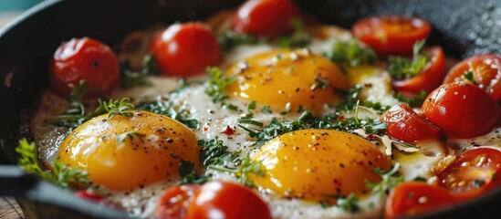 Eggs mixed with veggies