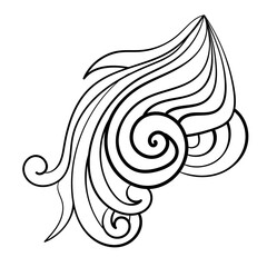 Curl doodle for creativity, zen coloring page with spiral