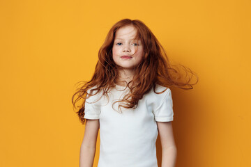 Obraz premium Pretty face caucasian background young fun little beauty childhood portrait cute female girl person