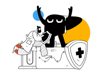 Medical characters fighting the epidemic flat vector concept operation hand drawn illustration
