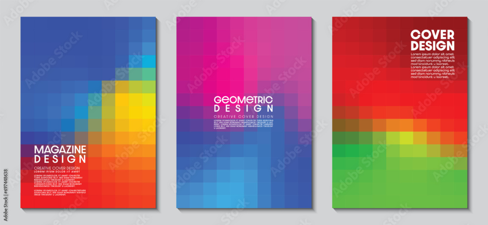 Poster cover design with abstract background. gradient design modern pixels geometric square shape. ideas f
