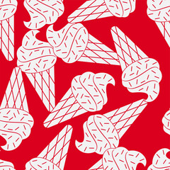 Ice cream line art seamless pattern. Suitable for backgrounds, wallpapers, fabrics, textiles, wrapping papers, printed materials, and many more.