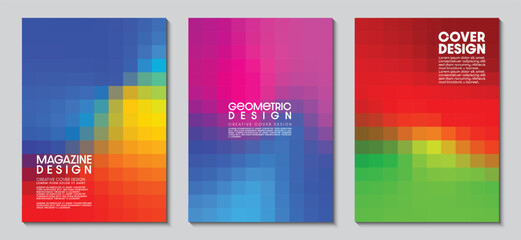 Cover design with abstract background. Gradient design modern pixels geometric square shape. Ideas for magazines, posters and brochures. Vector Illustrator EPS. - obrazy, fototapety, plakaty