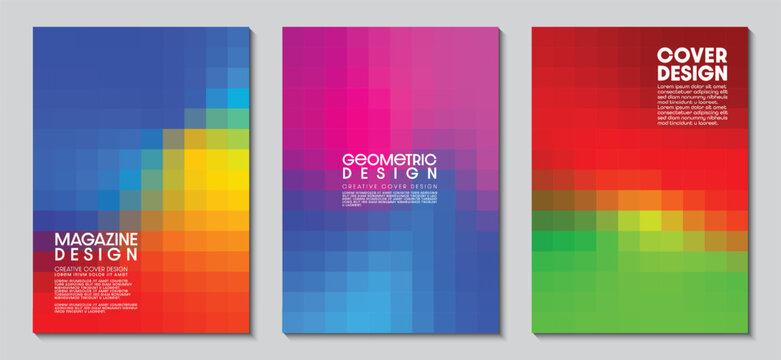 Cover design with abstract background. Gradient design modern low poly geometric square shape. Ideas for magazine, poster and brochures. Vector Illustrator EPS.