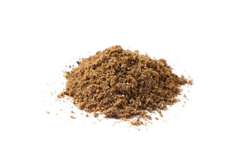Heap of aromatic caraway (Persian cumin) powder isolated on white