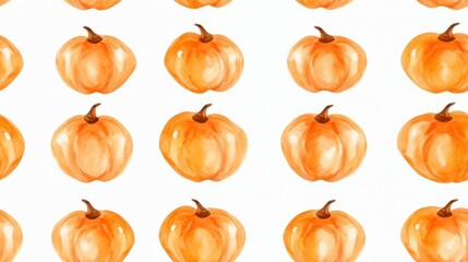 Fresh Organic Pumpkin Vegetable Watercolor Horizontal Seamless Background. Healthy Vegetarian Diet. Ai Generated Seamless Background with Delicious Juicy Pumpkin Vegetable Bright Drawing.