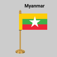 Myanmar flag with desk standing