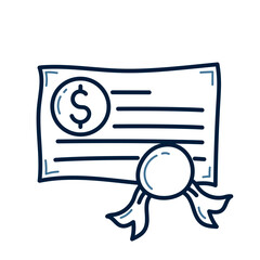 Hand drawn sertificate financial doodle line illustration. sertificate financial doodle icon vector.
