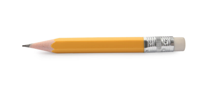 Sharp graphite pencil isolated on white. School stationery
