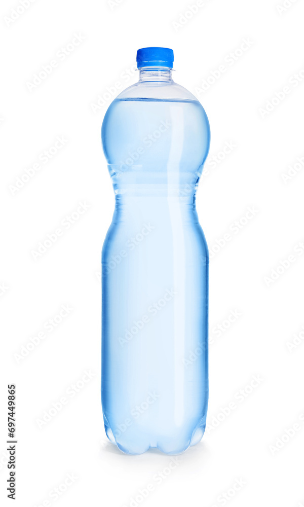 Wall mural One plastic bottle with fresh water isolated on white