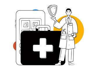 Medical characters fighting the epidemic flat vector concept operation hand drawn illustration
