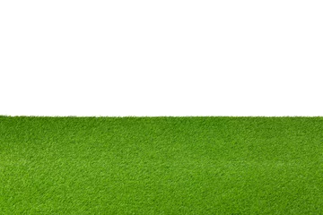 Fotobehang Green artificial grass surface isolated on white © New Africa