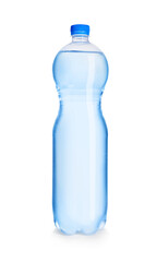 One plastic bottle with fresh water isolated on white