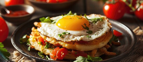 Caribbean Colombia's typical cuisine includes the fried egg arepa.