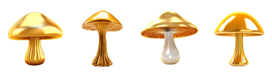 Gold Mushroom PNG Set