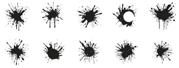 Set of black and white paint splash icon. black and white. logo for paint splash, outline style. sign and symbol. white background. vector illustration - obrazy, fototapety, plakaty