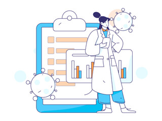 Medical characters fighting the epidemic flat vector concept operation hand drawn illustration
